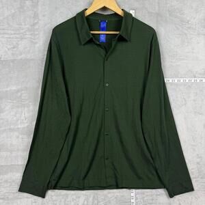 Kit and Ace Green Merino Wool Blend Button Up Shirt Men Sz XL Long Sleeve Casual